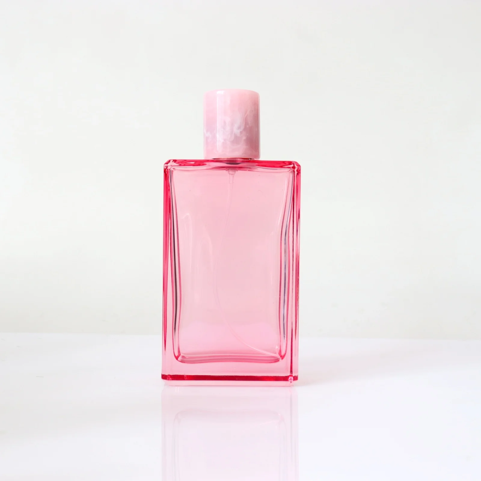 Square Transparent Pink Perfume Spray Bottle 30ml 50ml