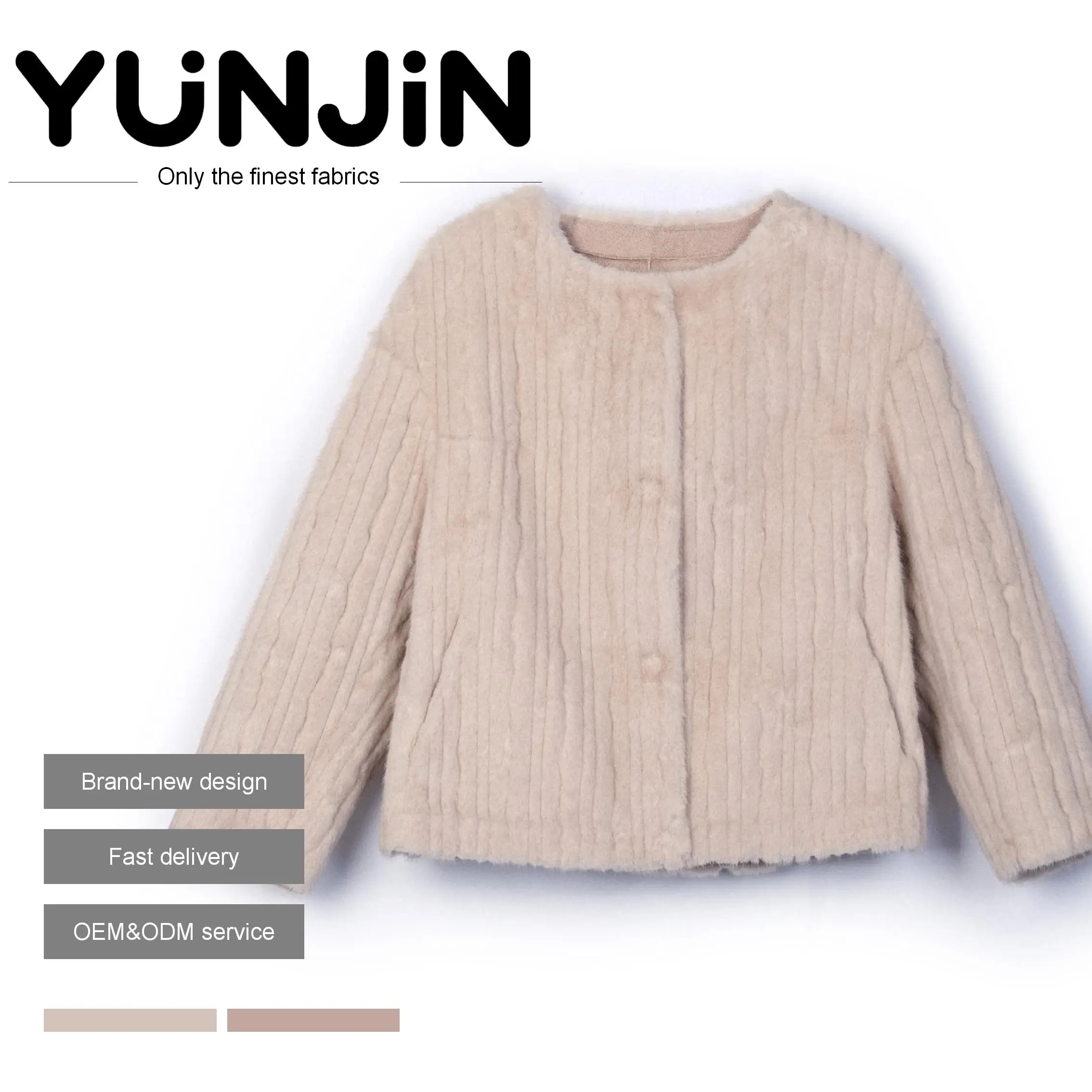 YUNJIN Snap O-Neck - Faux Mink Fur Jacket
