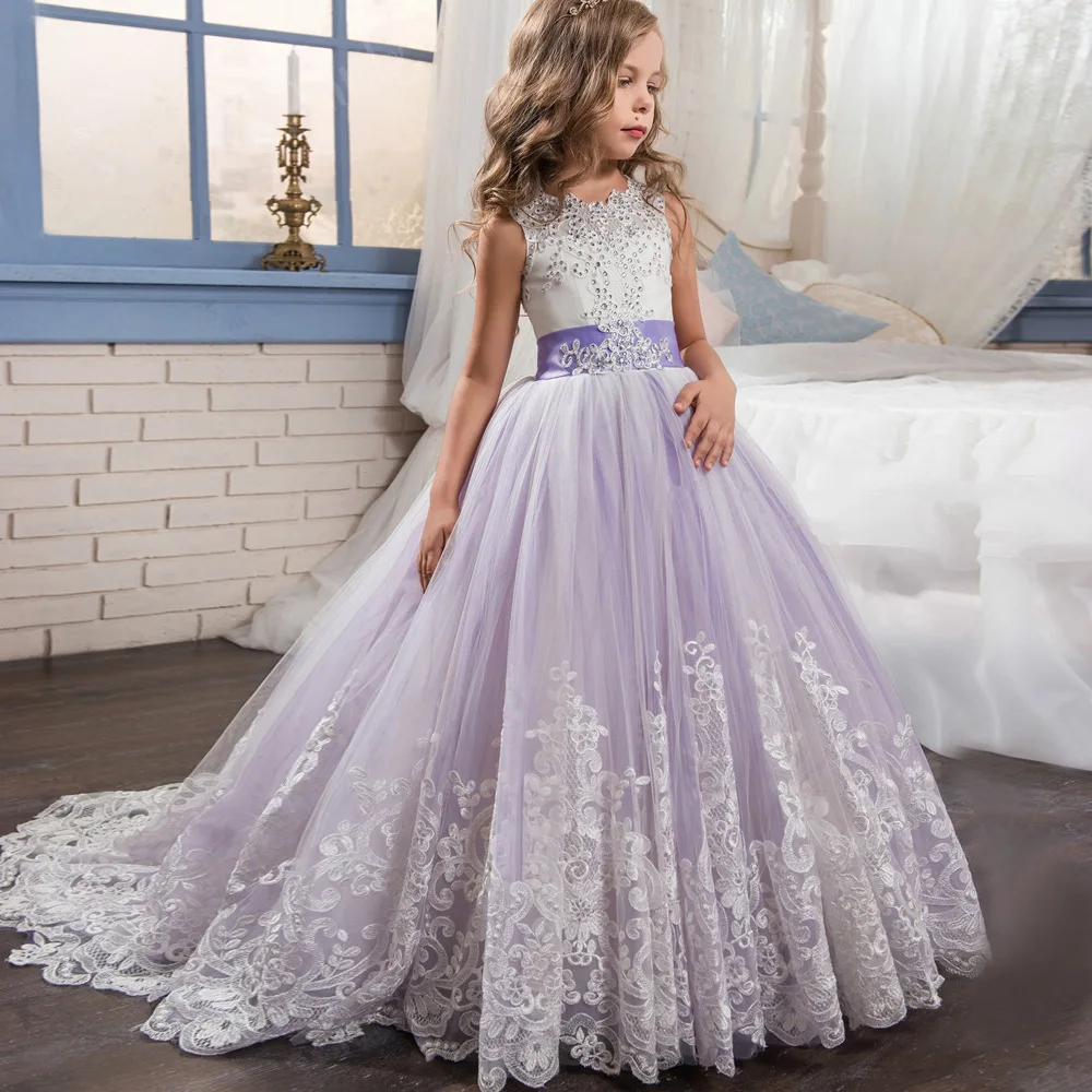 MQATZ Girls Dresses 8 Years Big Girl Party Frocks Kids Prom Floor length Wedding Dress Children Wedding Flower Garments LP 231