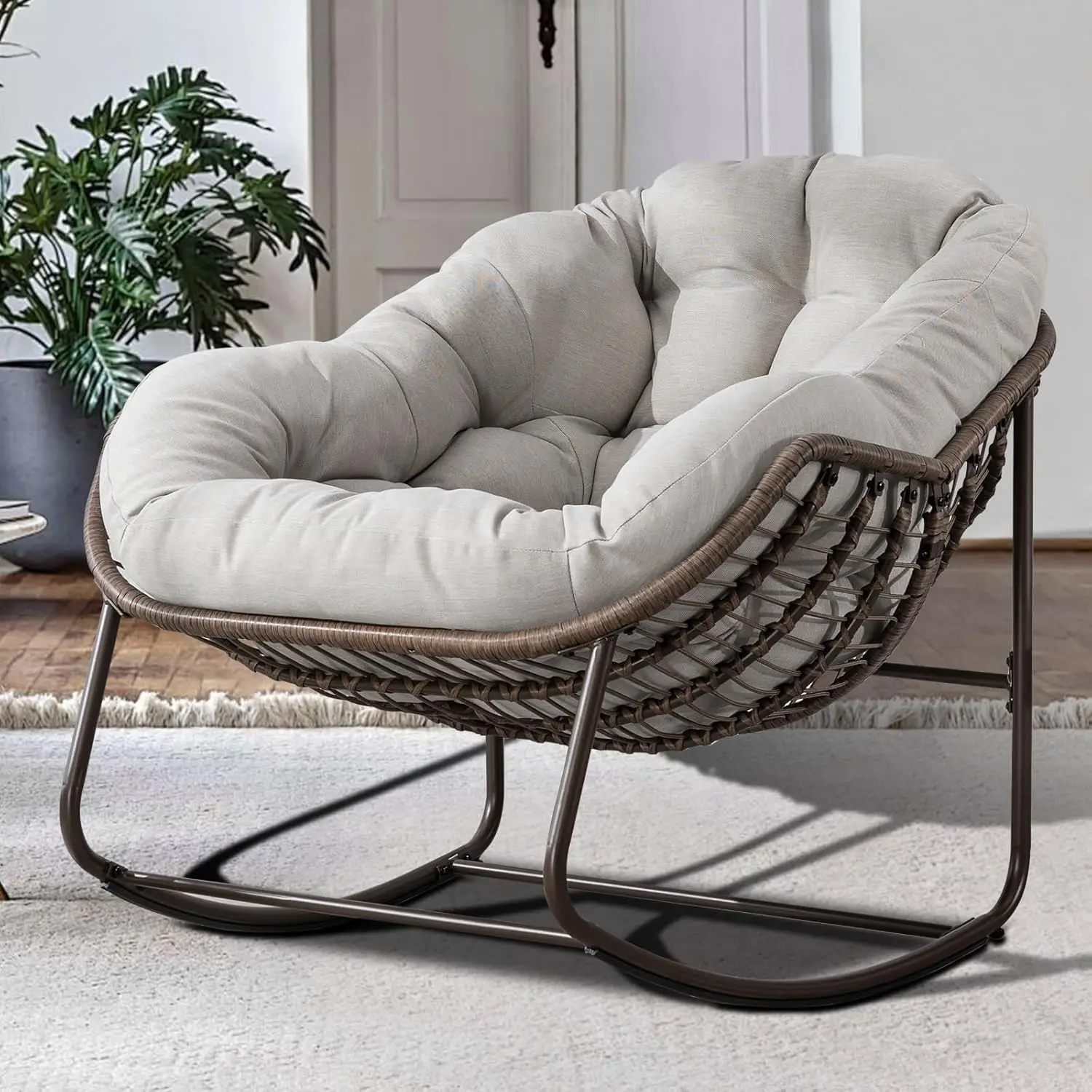 Arm Chair Factory Wholesale Unique Design Cozy  Recliner Reclining Folded  Rocker Rocking Arm Chair with Padded Cushion