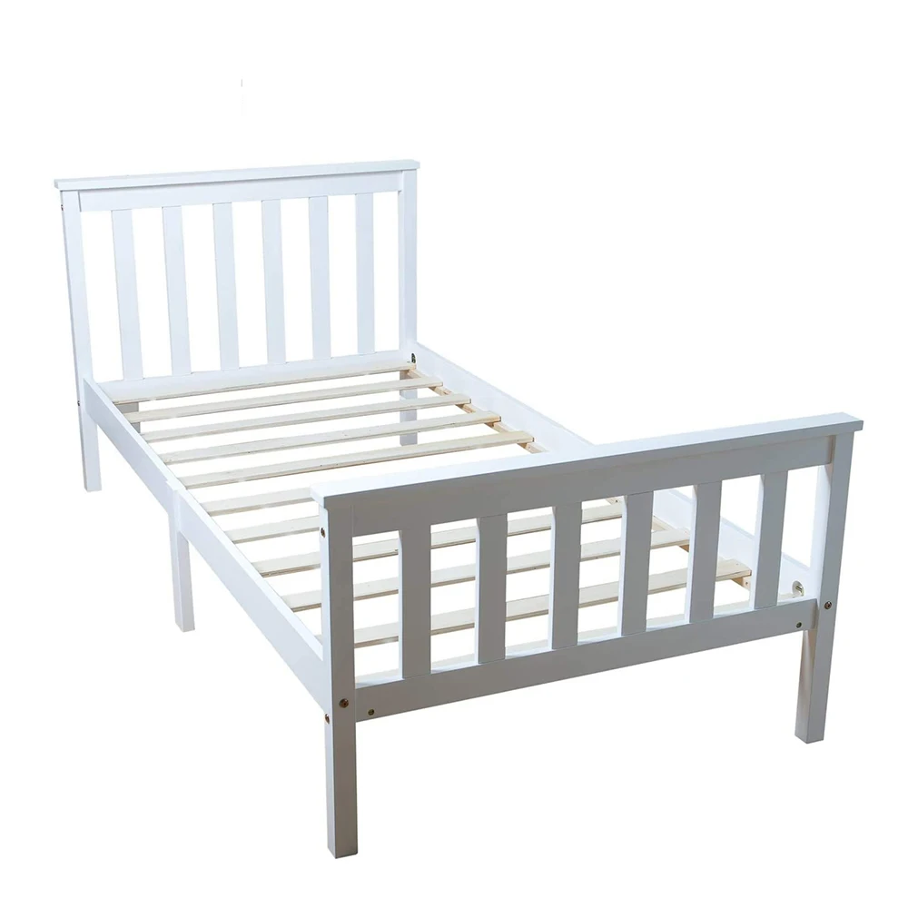 Kids Simplicity Single Bed Teenagers White Solid Wood 3ft Bed Frame For Adults 