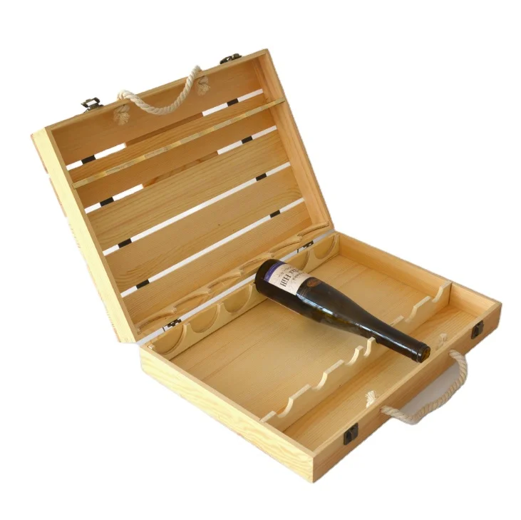 
Портативная деревянная упаковка из 6 бутылок с принтом на заказ для хранения красного вина, виски, упаковочные коробки с ручкой 