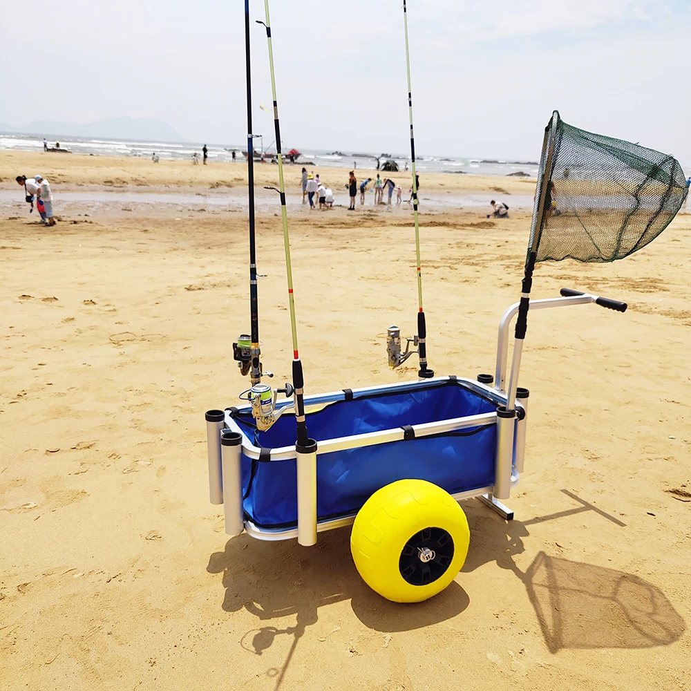 Outdoor Aluminium Trolley With 2 Balloon Wheel Tires Fishing Beach Cart ...