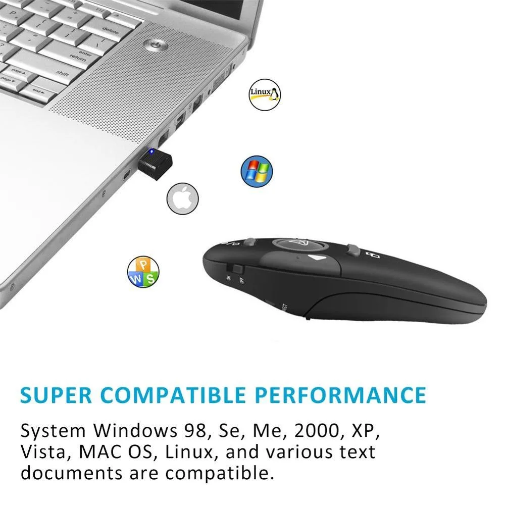 Multifunctional Laser Pointer PPT Presenter Wireless Presentation Remote PowerPoint Clicker Highlighter for Office Study