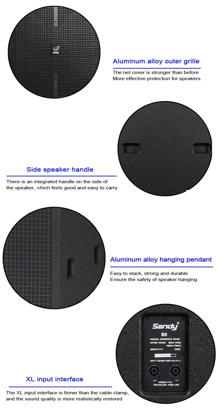 Sandy B2 Double 18-inch Subwoofer Dual 18-Inch Speakers High-Power 1200W 30Hz-250Hz Frequency Range