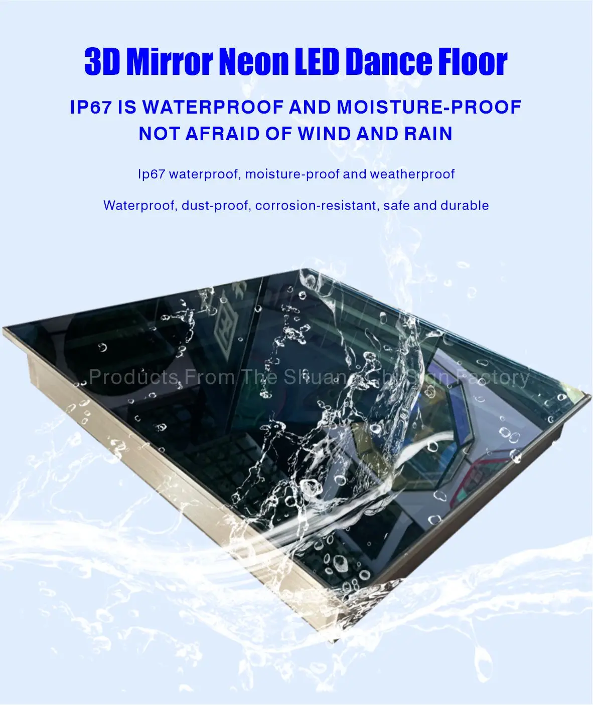 Glass Dance Floor White 3d Neon Mirror Light Up Dance Floor Outdoor