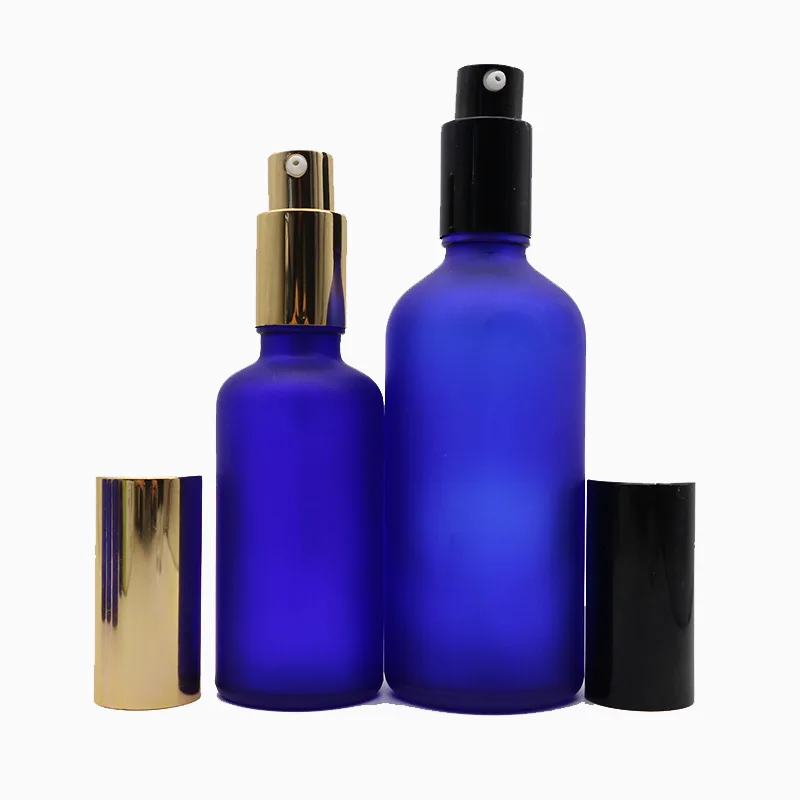 Top Supplier 30ml 50ml 100ml Matte Blue Glass Spray Bottle with Spray Mist Cap