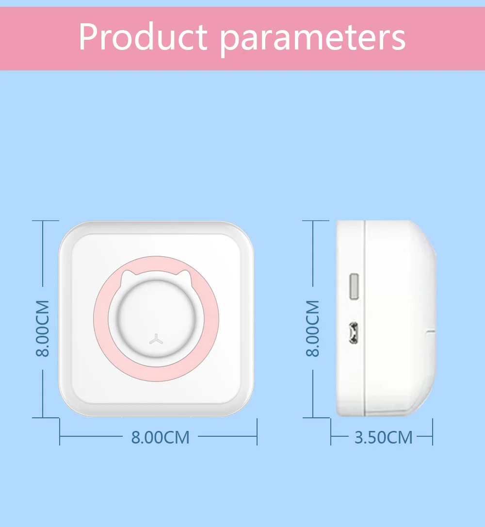 Mobile Mini Photo Printer Wireless BT Thermal Printer Pocket Label Printer