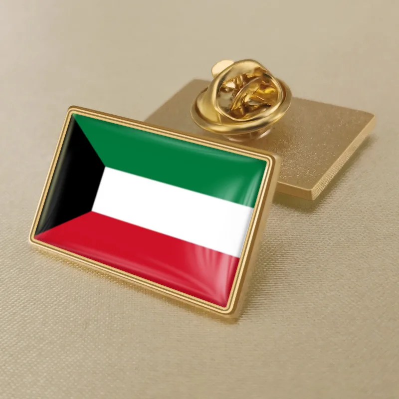 High Quality Flag of Kuwait Crystal Gel Drop Badge Brooch Flag Badges of All Countries in the World