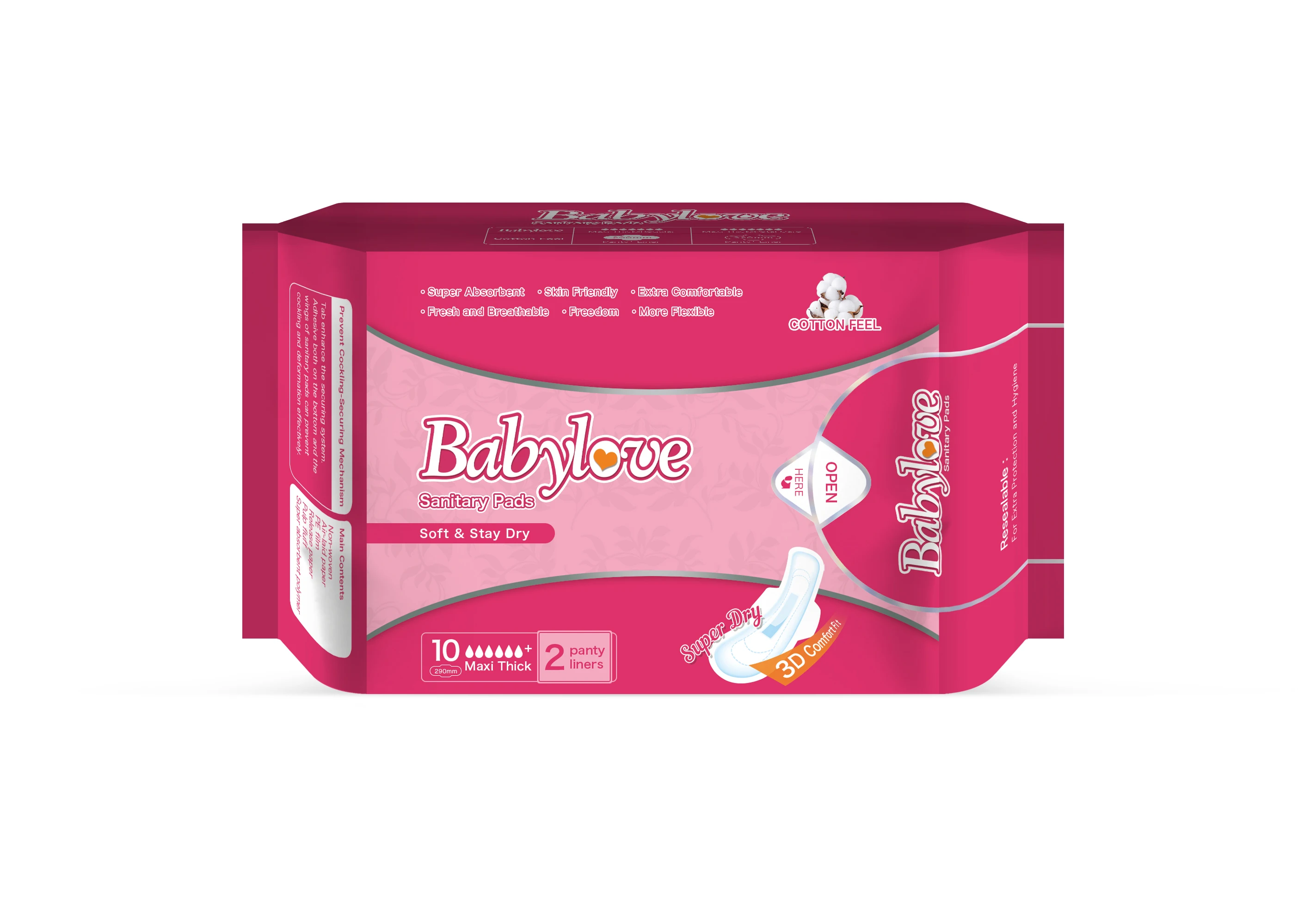 Waterproof Disposable Super Absorbent Menstrual Pads Overnight Sanitary Pads Made in China 100% Pure Cotton for Women and Girls factory