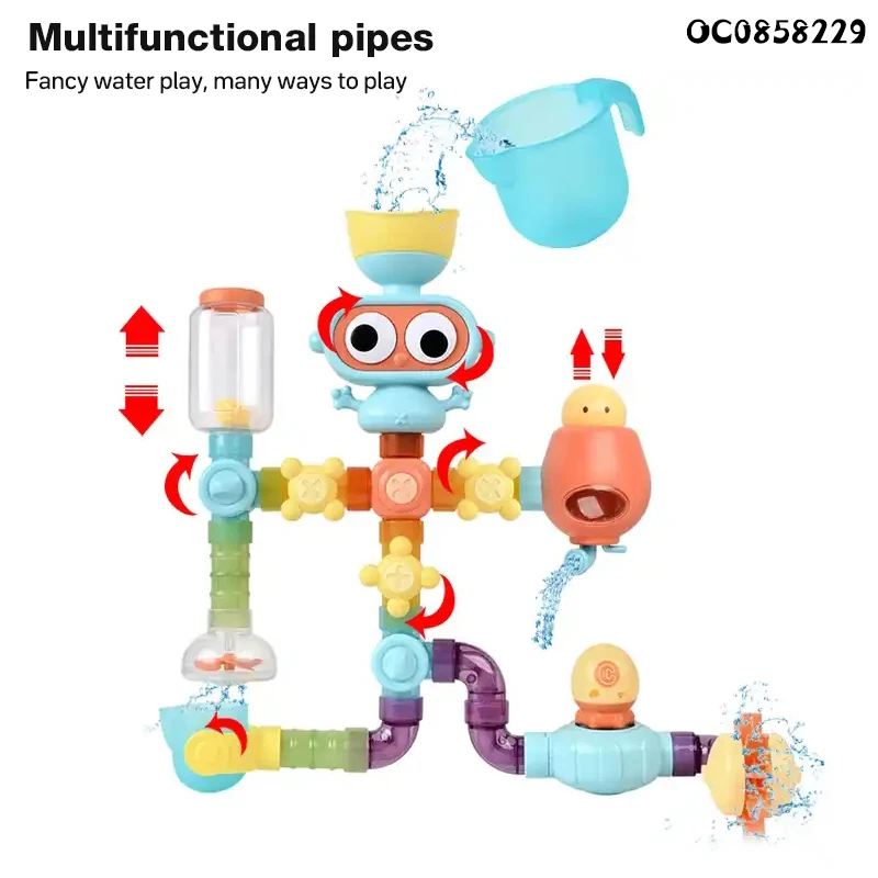 Water Play Game Bathroom Baby Bath Shower Wall Mount Plastic Pipe Set ...