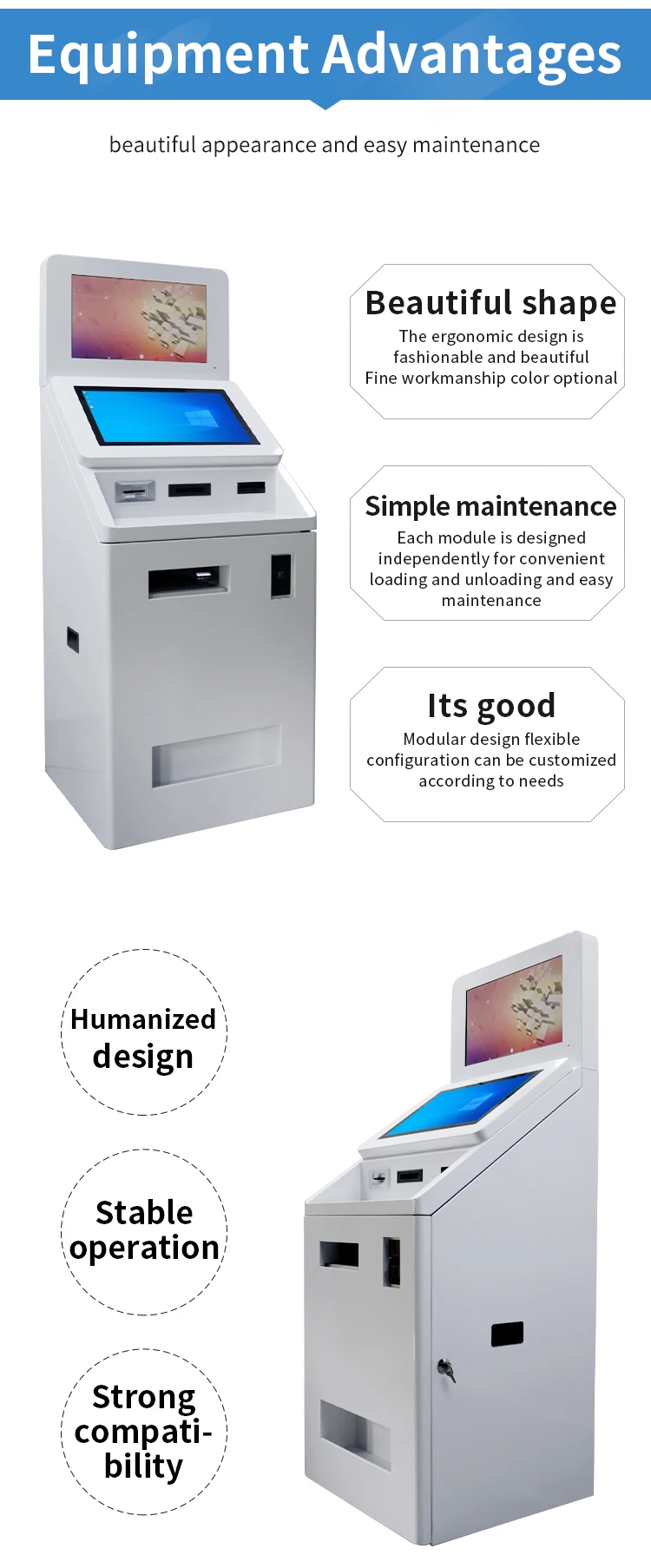 Hospital Kiosk Cash Coin Recycle Qr Scanner A4 Report Printer Receipt