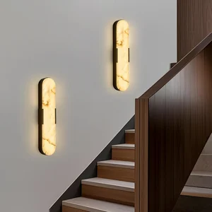 Spanish Natural Snowflake Marble Wall Lamp Sophisticated Modern Light Fixture for Living Room Bedroom Bedside & Staircase