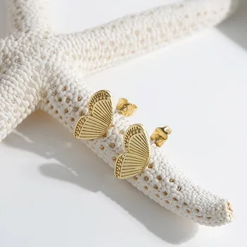Wholesale factory price 14 K Real Gold Plated Butterfly Half Wing Stud Earrings