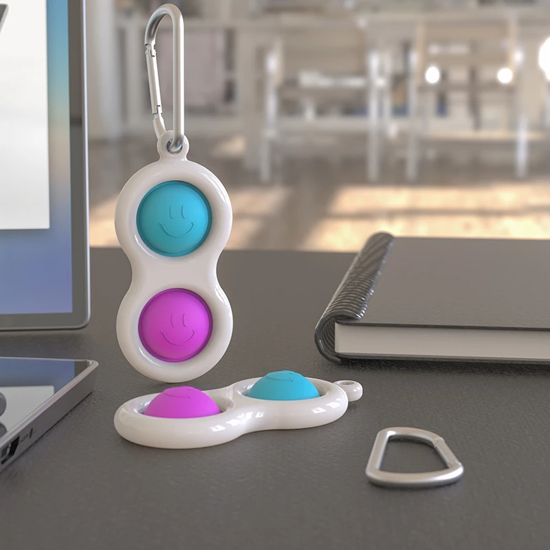 А35 2 кнопки смайлик кальмар игра силиконовая простая димпль Непоседа игрушка сенсорная игрушка с брелком для снятия стресса и анти-тревога