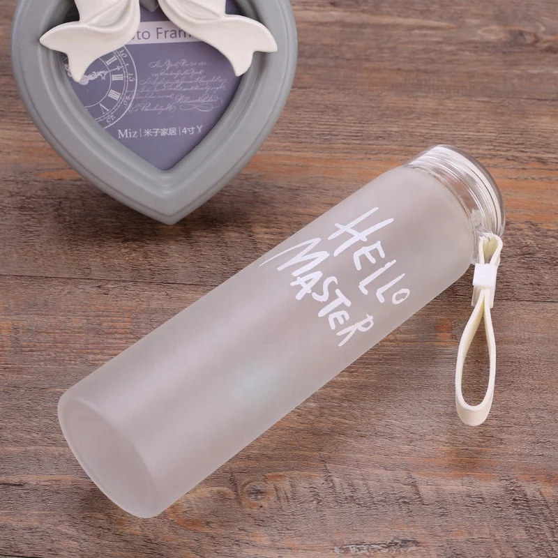 Wholesale High Grade Colorful Letter Frosted Water Bottle Gradually Change Color High Borosilicate Glass Water Bottle