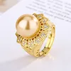 Bague dorée avec billes dorées, taille ajustable