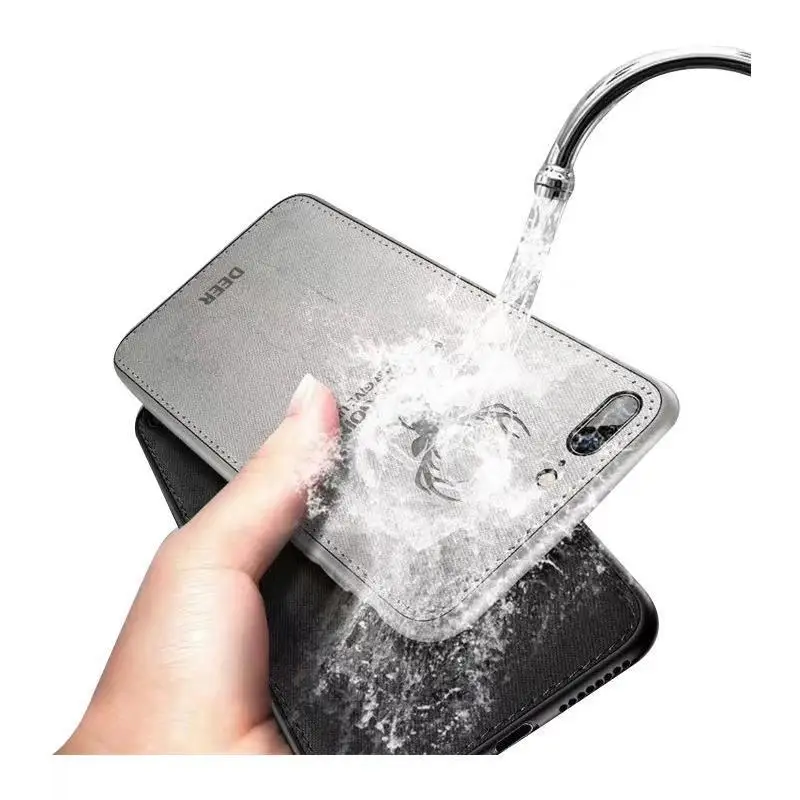 Тканевый бампер из искусственной кожи с рисунком оленя для iPhone 12 Pro Max 11 6 7 8 Plus XS