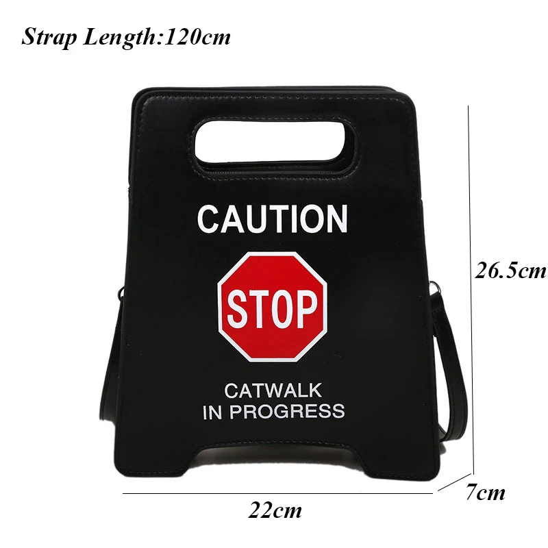 Novelty Fluorescent Stop Sign Tote Handbags For Women Fashion Caution