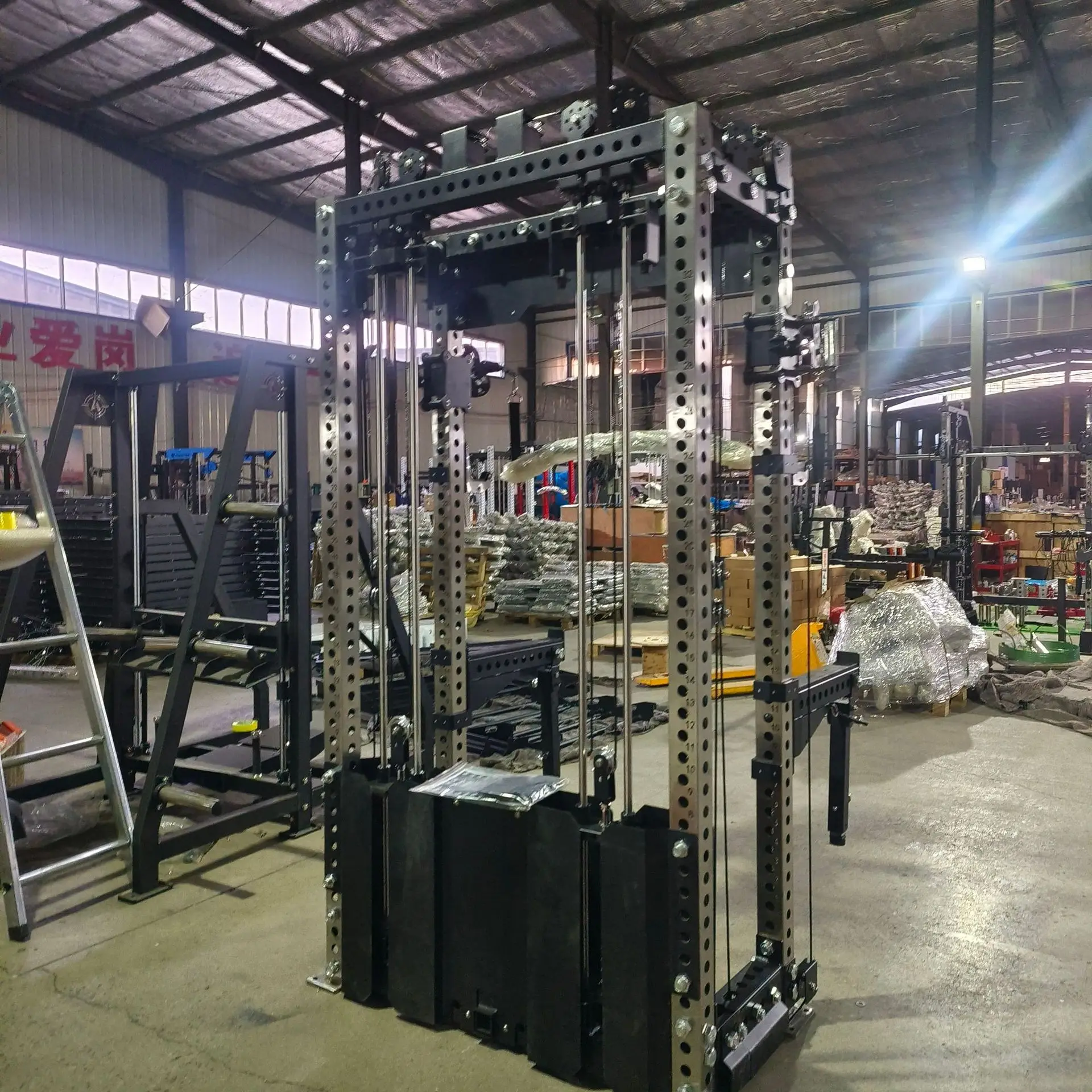 Cable Crossover Power Squat Rack with Lat Pull Down and Low Row Combo Multi Functional  Power Rack Machine