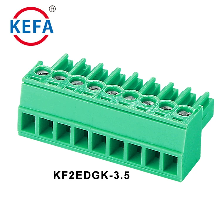 موصلات طرفية قابلة للتوصيل للوحة الدوائر الكهربائية بمقاس 3.81 مم، 3.5 مم، 7.62 مم، سلك إلى لوحة، دبوس إبرة منحني، كتلة طرفية خضراء