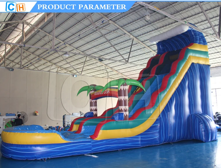 Hot Sale PVC Inflatable Bouncer Big Water Slide with Pool for Inflatable Theme Park