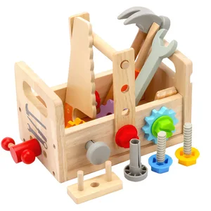 Children's Educational Wooden Toy Set Baby Repair Toolbox Simulation Screwdriver Nut Assembly for Boy's Learning Plastic