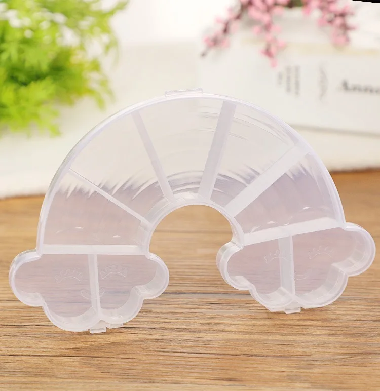 Simple transparent pp empty box rainbow modeling with a lid partition pp plastic jewelry parts finishing storage box manufacture