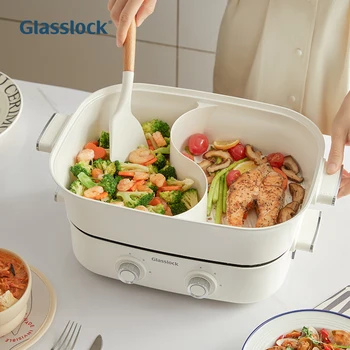 New Design Multi-Function Electric Skillet Double Flavor Hot Pot 6.5L Capacity Dual-control Electric Cooking Pot