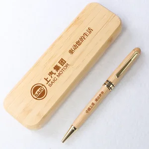 Shichen Brand Eco-Friendly Brass Wood Ballpoint Pen Box Set 0.7mm Writing Width Cheap Logo Pen for Gifting