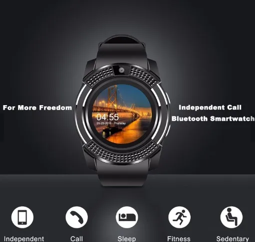 Fashion Pedometer 2g Sim Card Camera Watch Color Display Waterproof Device Wrist Smart Watch V8 Smartwatch for Android Ios