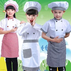 Children's Short Twill Chef Costume Set Little Baker Outfit for Boys Girls for Hotel Role Play Cooking Kindergarten Performance