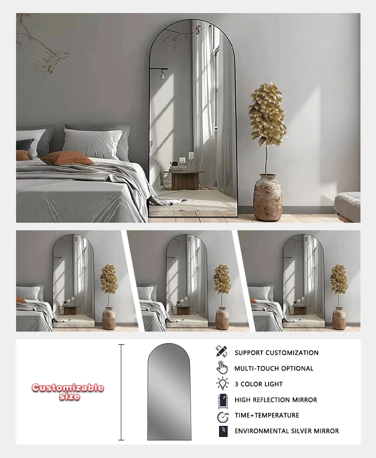 product wholesale arch shape floor body dressing espejos frame standing wall hanging bathroom full length mirror498-7