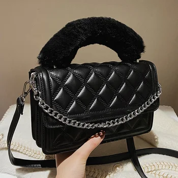 2021 Embossing PU Australia Designer Faux Fur Handle Crossbody Shoulder Small jelly Bag High Quality Ladies Handbags
