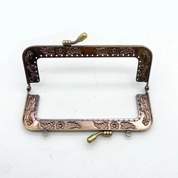 Factory Custom Iron Vintage Embossed Flower Purse Frame Kiss Lock Clasp for Wedding Dinner Bag Accessories