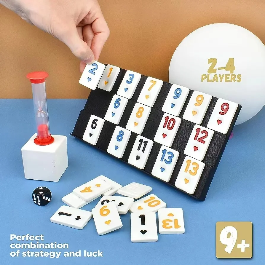 Juego de dominó Queensell Double 6 con 4 estantes para adultos y niños Juego de dominó Queensell Double 6 con 4 estantes para adultos y niños