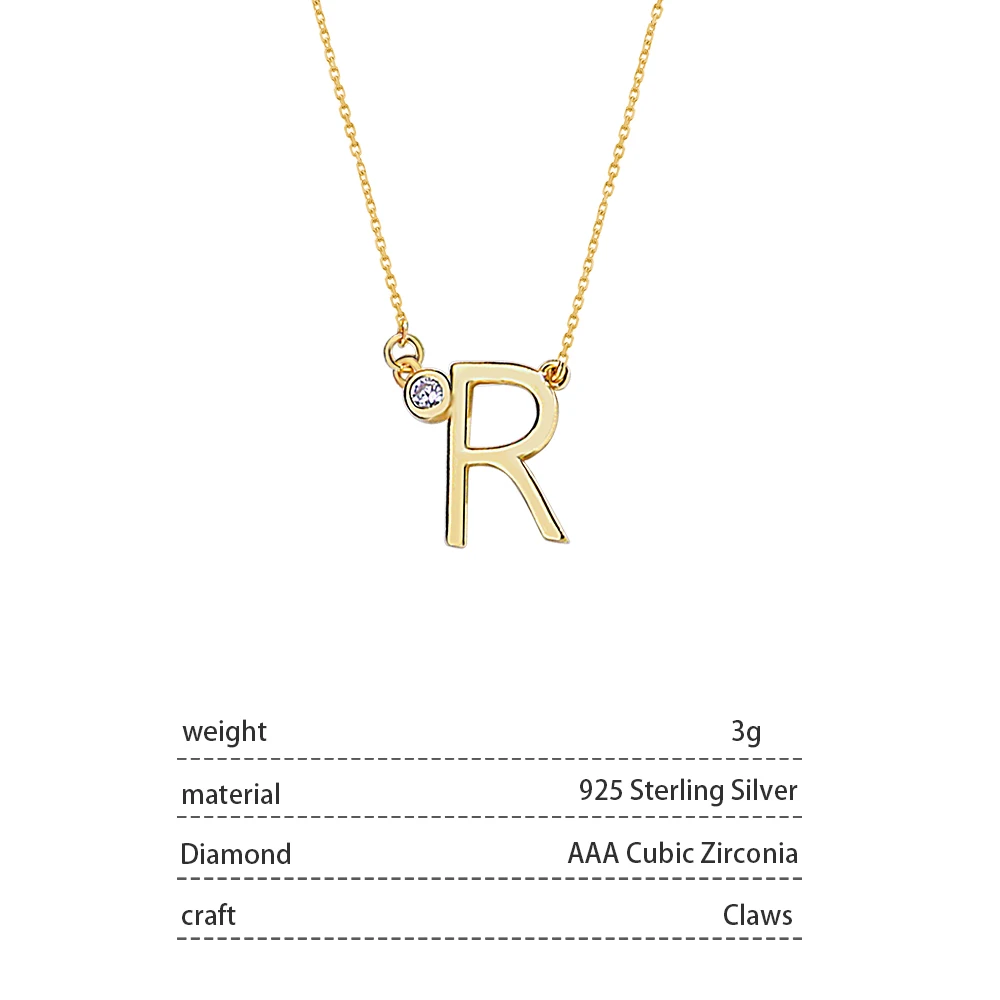 Custom 18k Gold Charms Diamond Necklace 925 Sterling Silver Initial