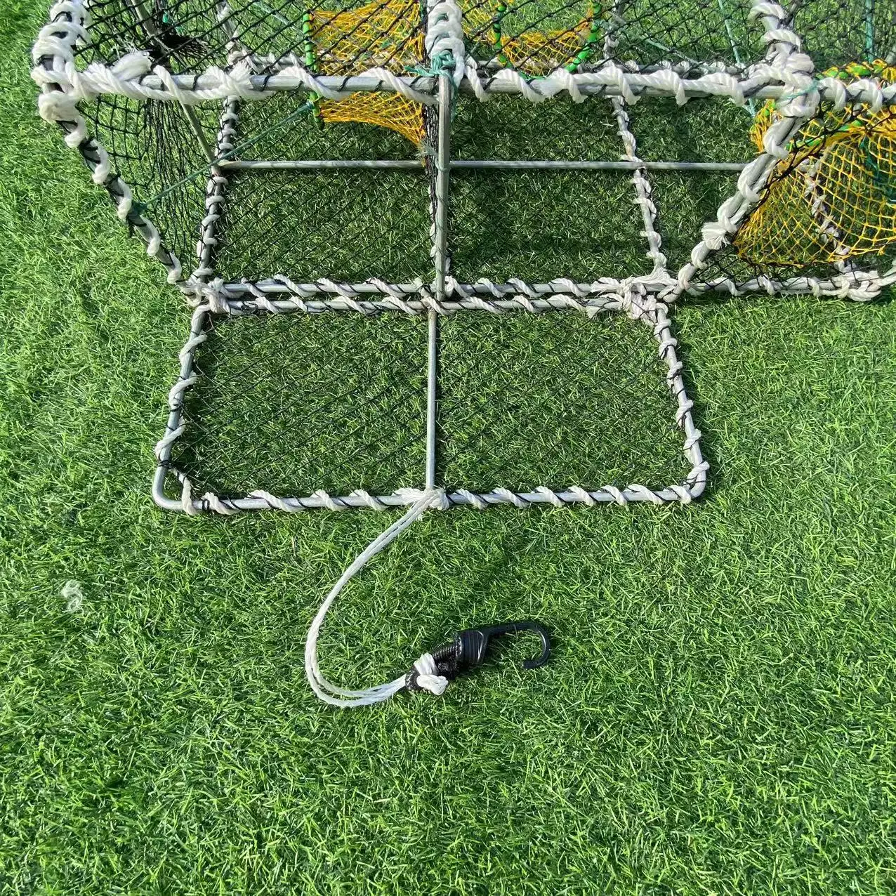HDPE Aquaculture Trap Cage Square Ocean Crab Pot Plastic Fish Bait Net Metal Coating Frame Shrimp Fishing Lobster Fishers Ocean