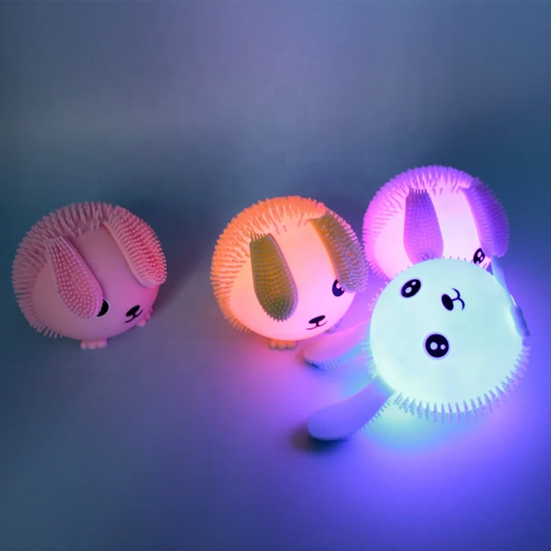 Animal Rabbit Shape Squishy Ball Tpr Fluffy Light Led Ball Animal Nose ...