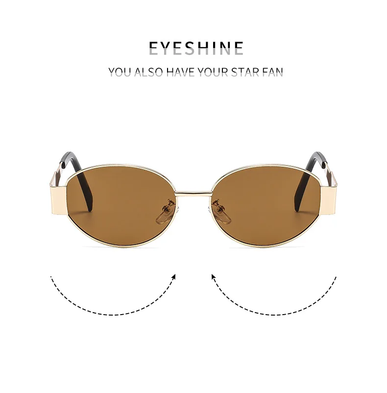 Nuevas gafas de sol de metal con marco ovalado, gafas de sol de alta calidad, logotipo personalizado, gafas de sol para exteriores para hombres y mujeres