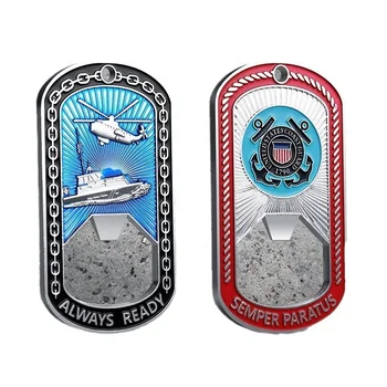 Promotional New Dog Tag Souvenir Metal Zinc Alloy with Nickel Plated US Navy Challenge Coin Bottle Opener for Gift Use
