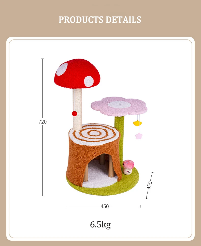 Mushroom Cat Tree House Flower Cat Tree With Cat Scratching Post And