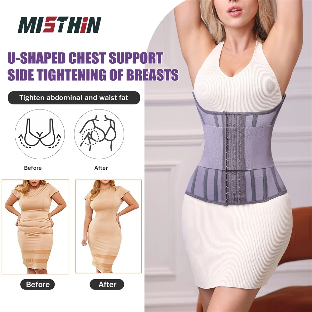 Custom LOGO Purple Full Body Belly Shaping Cincher Corset Wrap Belt Tummy Control Shapewear Waist Trainer Shaper Wear manufacture