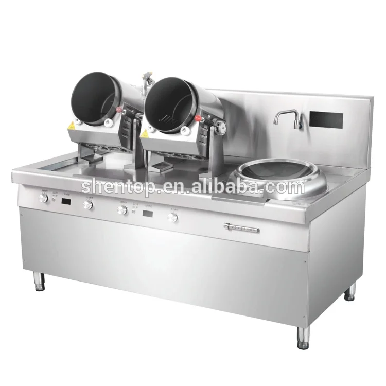 Vertical Rotating Wok Machine Big Capacity  Robot Cooking Drum 2pots 3 Pots Automatic Wok Cooking