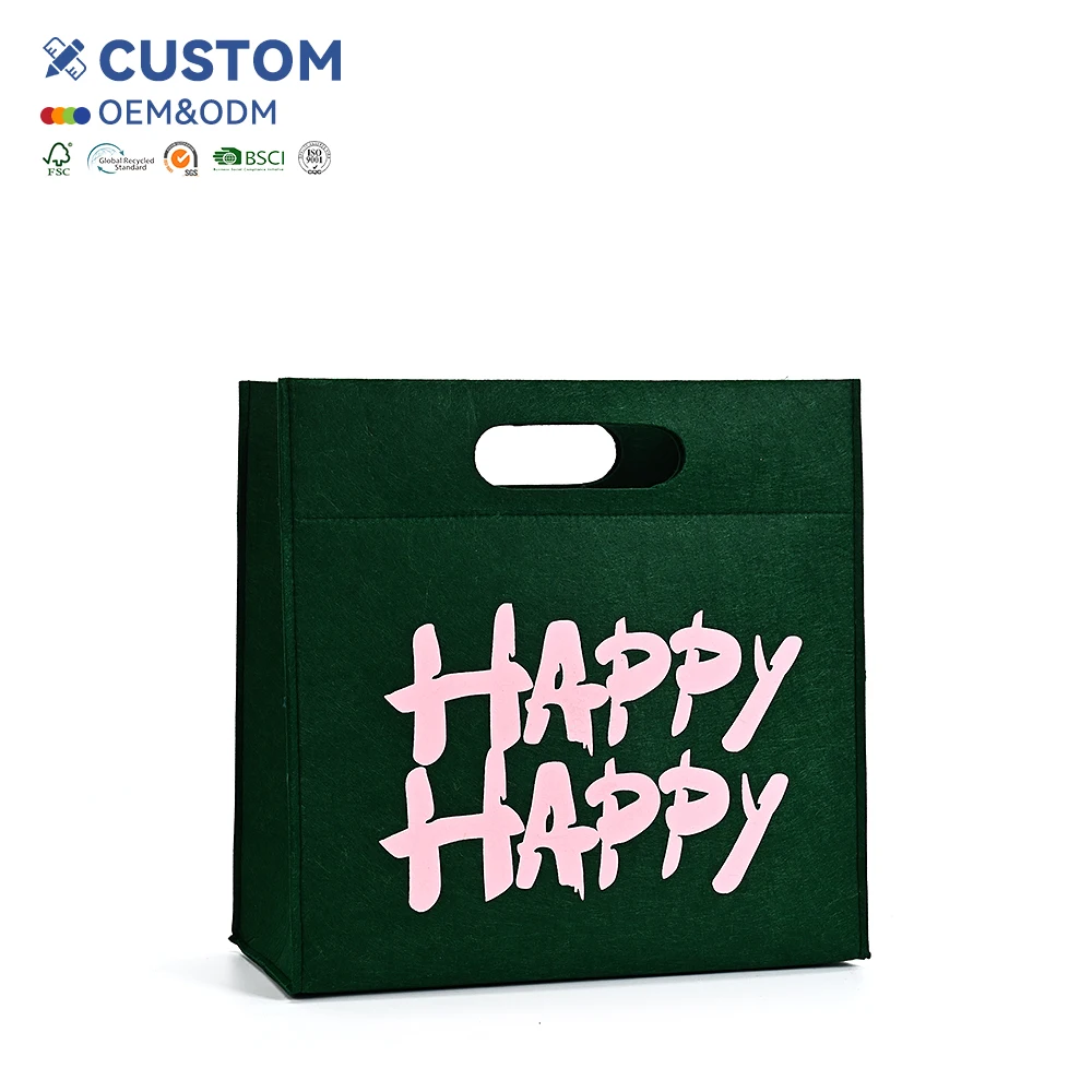 Hot Selling Eco-Friendly Custom Color 12oz Felt Tote Bag Medium for Food Storage Plain Custom Color Felt Tote Shopping Bag