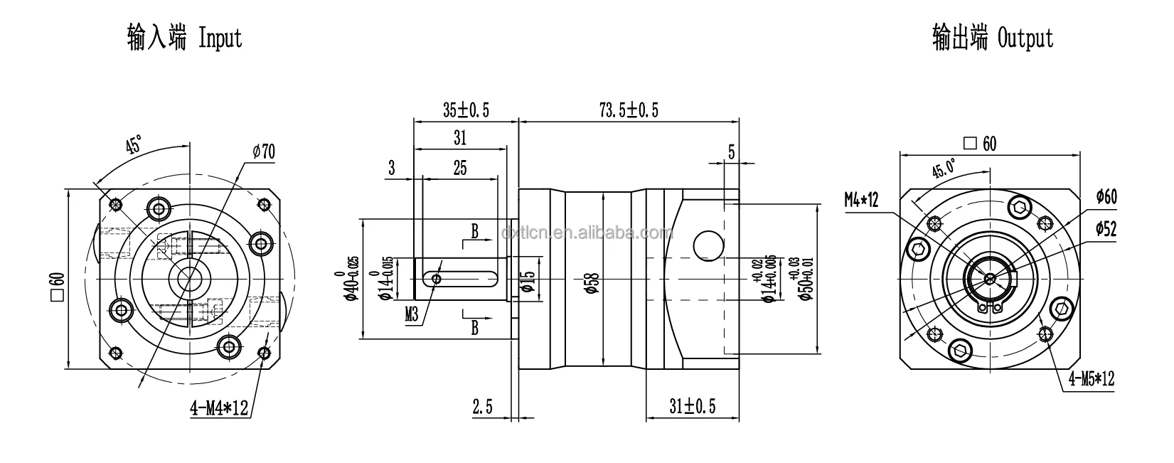 60MM DIAMETER PLANETARY GEARBOX PLANETARY REDUCER factory