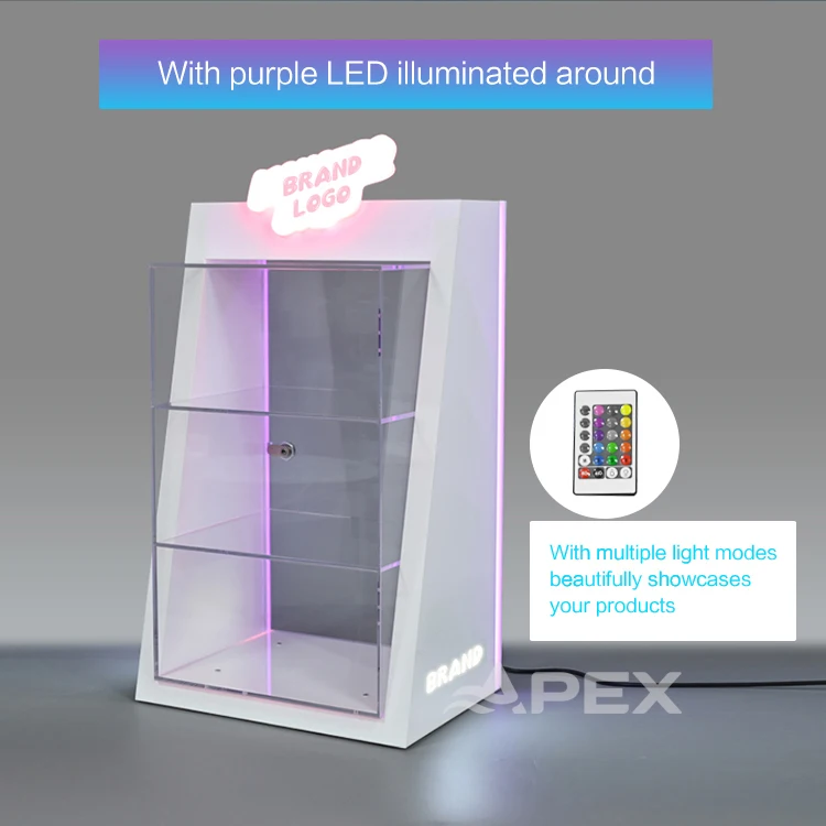 APEX 3 Tiers Colorful Rgb Led Acrylic Display Racks Displayer with Door ...