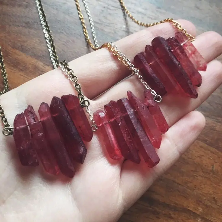 BD-E1806 Blood Red Quartz Crystal Point Necklace Fashionable