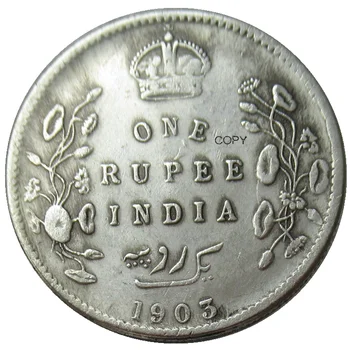 IN(11) Reproduction Ancient 1903 India One Rupee , Edward VII King And Emperor Silver Plated Antique Metal Coins