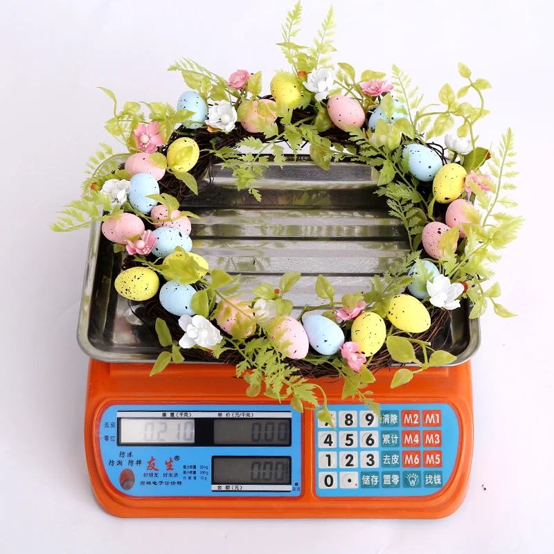 Artificial Natural Rattan Garland Green Leaf Candle Ring Easter Egg Wreaths for Front Door Spring Candle Decoration
